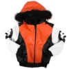 Kid's 8 Ball Vintage Faux Fur Trim Hood Orange and White Wool Jacket