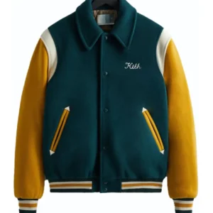 Kith Coaches Green and Yellow Varsity Jacket