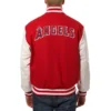 Los Angeles Angels Domestic Two Tone Genuine Wool & Leather Varsity Red Jacket 1