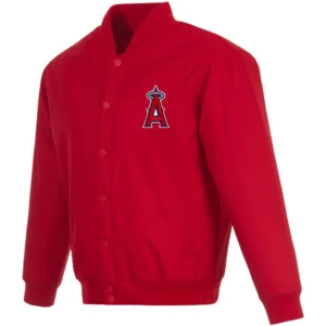 Los Angeles Angels One Color Full-Snap Polyester Varsity Red Jacket