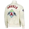 Los Angeles Angels Retro Classic Cooperstown Pinstripe Full-Snap Satin Varsity Jacket 1