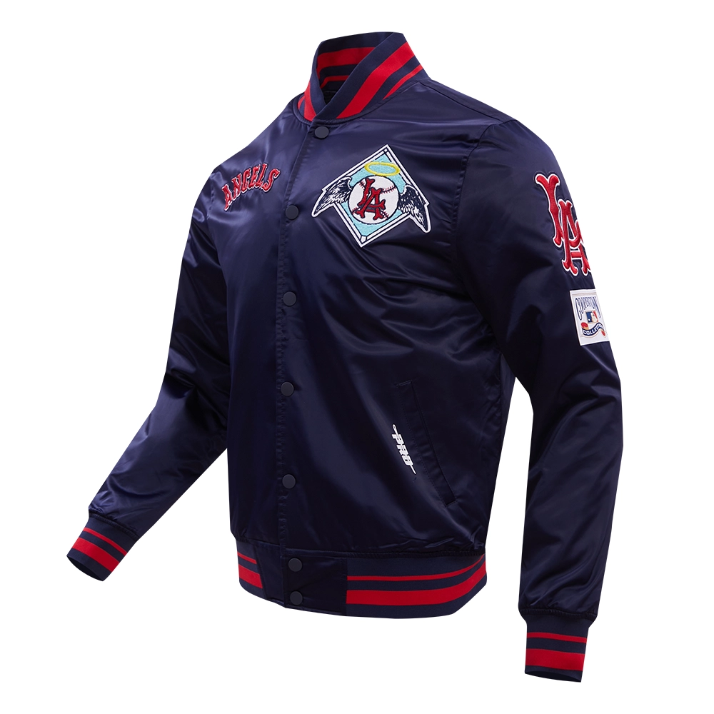 Los Angeles Angels Retro Classic Full-Snap Satin Varsity Navy Jacket 2