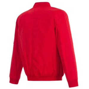 Los Angeles Angels Rib Knitted Full-Zip Satin Varsity Red Jacket 1