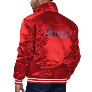 Los Angeles Angels Silver Tab Satin Trucker Varsity Varsity Red Jacket 1