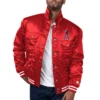 Los Angeles Angels Silver Tab Satin Trucker Varsity Varsity Red Jacket