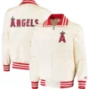 Los Angeles Angels The Captain Satin Varsity Cream Jacket 3