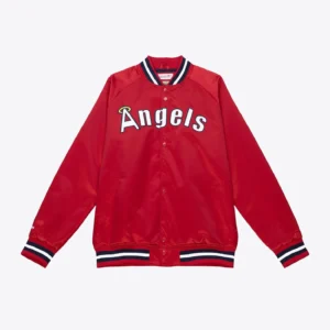 Los Angeles Angels Throwback Wordmark Satin Varsity Jacket