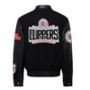 Los Angeles Clippers Black Wool & Leather Varsity Jacket