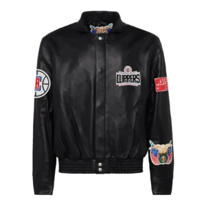 Los Angeles Clippers Full Black Leather Varsity Jacket