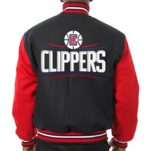 Los Angeles Clippers Two Tone Wool Black Varsity Jacket 1