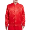 Los Angeles Dodgers Classic Triple Red Satin Track Varsity Jacket – Red