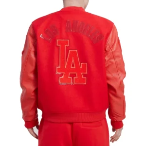 Los Angeles Dodgers Classic Triple Red Wool & Leather Varsity Jacket – Red 1