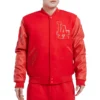 Los Angeles Dodgers Classic Triple Red Wool & Leather Varsity Jacket – Red