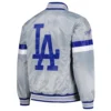 Los Angeles Dodgers Home Game Satin Varsity Gray Jacket 1