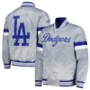 Los Angeles Dodgers Home Game Satin Varsity Gray Jacket 2