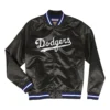 Los Angeles Dodgers Lightweight Satin Raglan Black Varsity Jacket