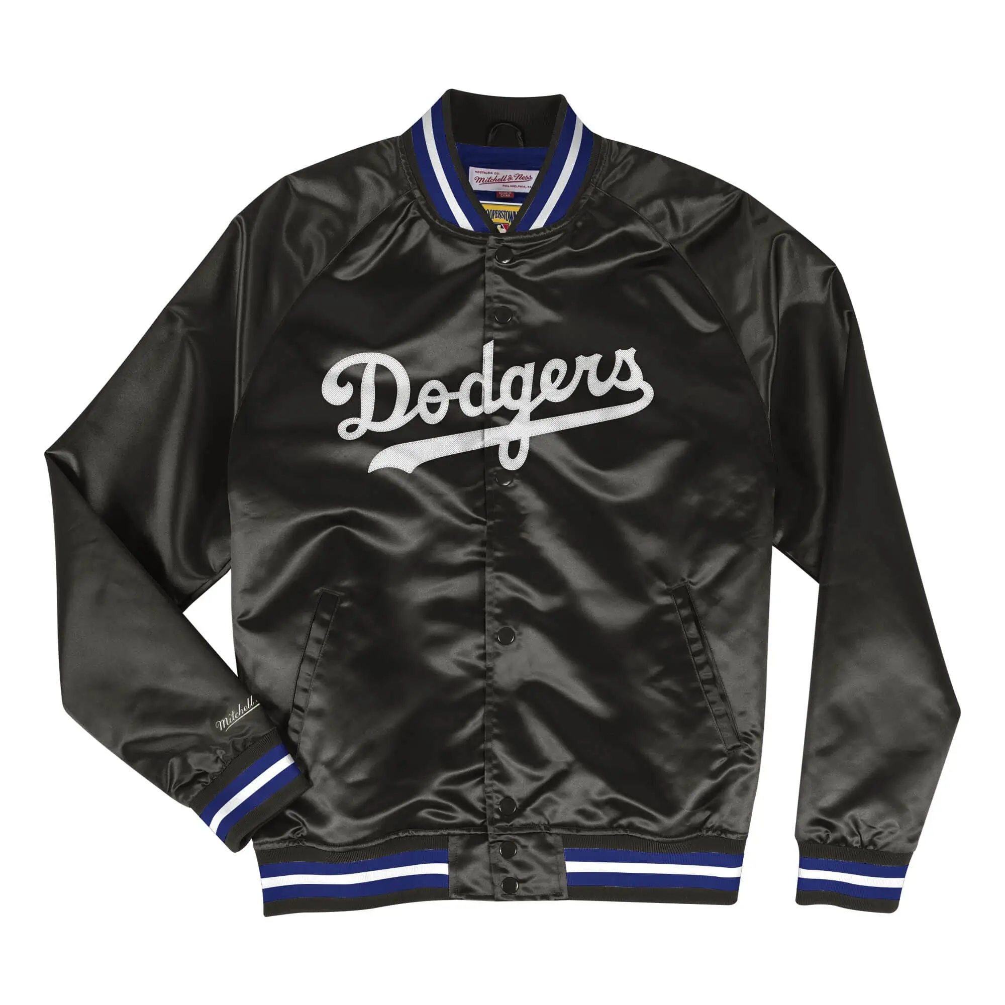 Los Angeles Dodgers Lightweight Satin Raglan Black Varsity Jacket