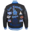 Los Angeles Dodgers Old English Black Wool & Leather Varsity Jacket 1