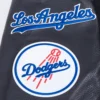 Los Angeles Dodgers Old English Black Wool & Leather Varsity Jacket 7