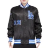 Los Angeles Dodgers Old English Full-Snap Satin Varsity Black Jacket