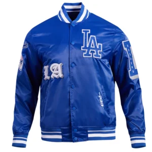 Los Angeles Dodgers Old English Full-Snap Satin Varsity Jacket