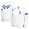 Los Angeles Dodgers Power Forward Full-Snap Satin Varsity Jacket – White 2