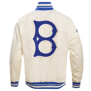 Los Angeles Dodgers Retro Classic Full-Snap Satin Varsity Cream Jacket 1