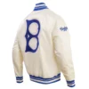 Los Angeles Dodgers Retro Classic Full-Snap Satin Varsity Cream Jacket 3
