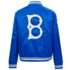 Los Angeles Dodgers Retro Classic Women’s Full-Snap Satin Varsity Blue Jacket 1