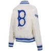 Los Angeles Dodgers Retro Classic Women’s Full-Snap Satin Varsity White Jacket 2
