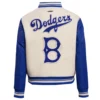 Los Angeles Dodgers Retro Classic Women’s Wool & Leather Varsity CreamBlue Jacket 1
