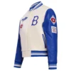 Los Angeles Dodgers Retro Classic Women’s Wool & Leather Varsity CreamBlue Jacket 2