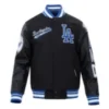 Los Angeles Dodgers Script Tail Black Wool & Leather Varsity Jacket 3