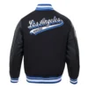 Los Angeles Dodgers Script Tail Black Wool & Leather Varsity Jacket 4