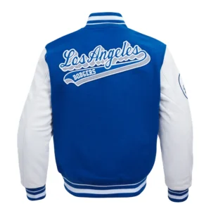 Los Angeles Dodgers Script Tail Blue & White Varsity Jacket 1