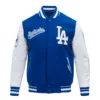 Los Angeles Dodgers Script Tail Blue & White Varsity Jacket