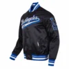 Los Angeles Dodgers Script Tail Satin Varsity Jacket – Black 2