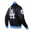 Los Angeles Dodgers Script Tail Satin Varsity Jacket – Black 3