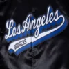 Los Angeles Dodgers Script Tail Satin Varsity Jacket – Black 4
