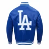 Los Angeles Dodgers Script Tail Satin Varsity Jacket – Blue 1