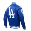 Los Angeles Dodgers Script Tail Satin Varsity Jacket – Blue 3