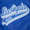 Los Angeles Dodgers Script Tail Satin Varsity Jacket – Blue 4