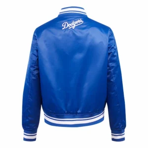 Los Angeles Dodgers Script Tail Women’s Rib Satin Jacket – Blue 1