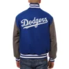 Los Angeles Dodgers Two Tone Handcrafted Logo Wool Varsity Jacket 1