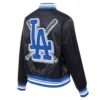 Los Angeles Dodgers Women’s Mashup Black Satin Varsity Jacket 3