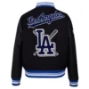 Los Angeles Dodgers Women’s Mashup Black Wool & Leather Varsity Jacket 1