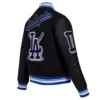 Los Angeles Dodgers Women’s Mashup Black Wool & Leather Varsity Jacket 3