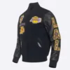 Los Angeles Lakers Animal Print Black Wool & Leather Varsity Jacket 1