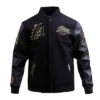 Los Angeles Lakers Black & Gold Wool & Leather Varsity Black Jacket