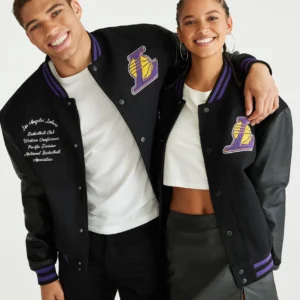 Los Angeles Lakers Bomber Black Varsity Jacket